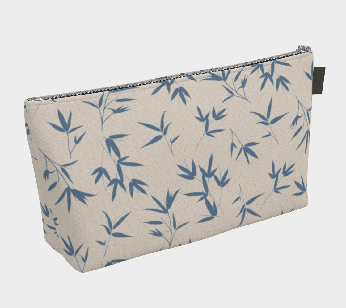 Bamboo leaves in Denim Blue - makeup bag